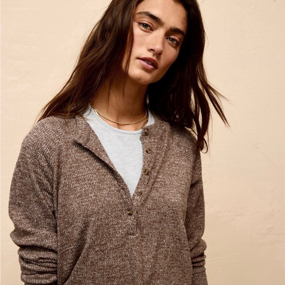 American Eagle Outfitters: Plush Long-Sleeve Henley Shirt